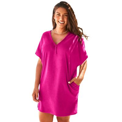 Plus Size Women's French Terry Lightweight Cover Up Tunic by Swimsuits For All in Fruit Punch (Size 34/36)