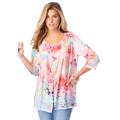 Plus Size Women's Printed 2-Piece Tank and Jacket Set by Roaman's in Multi Floral Print (Size 30/32)