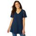 Plus Size Women's Lace Sleeve Tunic by Woman Within in Navy (Size M)
