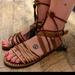 Free People Shoes | Free People Wrap Around Leather Flat Sandal 37/ 7 | Color: Brown/Green | Size: 7