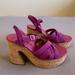 Free People Shoes | Free People To Heels Pink Magenta Block Wedge Strap Sandals 8.5 Size 38.5. | Color: Pink | Size: 8.5