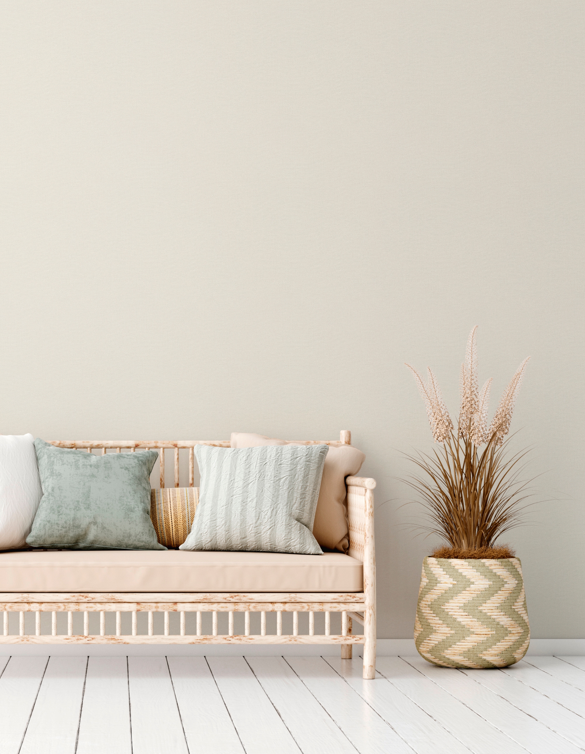 Vliestapete A.S. CRÉATION "Natural Living Leinwandoptik", beige, B:0,53m H:0,01m L:10,05m, Vinyl, Vlies, Tapeten, PVC-Frei, skandinavisch Tapeten Flur