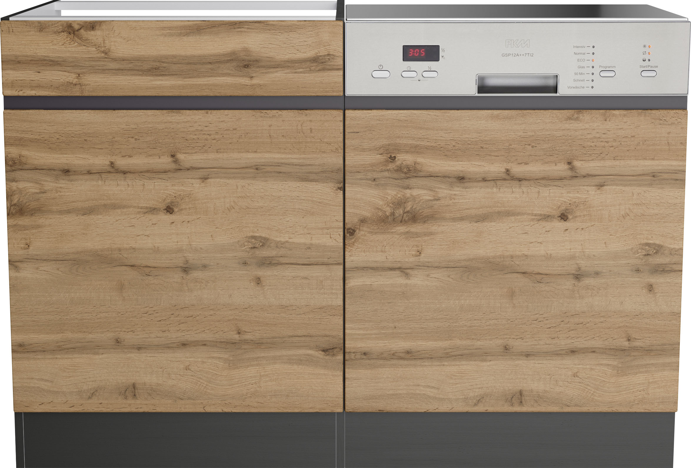 Spülenschrank KOCHSTATION "KS-Riesa", braun (wotaneiche), B:120cm H:82cm T:60cm, Holzwerkstoff, Schränke, Spülenschrank, Breite 120 cm, MDF-Fronten