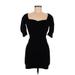 Forever 21 Casual Dress - Mini Sweetheart Short sleeves: Black Print Dresses - Women's Size Small