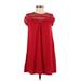 Speechless Casual Dress - Shift Crew Neck Short sleeves: Red Solid Dresses - Women's Size Small