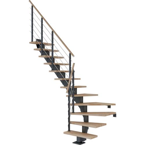 „DOLLE Mittelholmtreppe „“Hamburg““ Treppen Gr. 1/4 gewendelt, grau (anthrazit) Treppen“