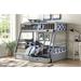 Jason Convertible Wood Bunk Bed (Twin over Full) in Grey with 2 Drawers and Guardrails