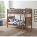 Ranta Convertible Wood Bunk Bed (Twin over Twin) in Antique Oak with Guardrails and Ladder