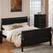 Louis Philippe III Queen Sleigh Bed in Black with KD Headboard and Footboard