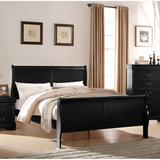 Louis Philippe III Wood Eastern King Bed Sleigh Bed with Headboard and Footboard in Black