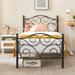 Wade Logan® Auxter 38" Metal Bed Frame Metal in Black/Brown | 38 H x 39 W x 75 D in | Wayfair 1DED692CA9DC4FA5A2D5EB8BA462D175