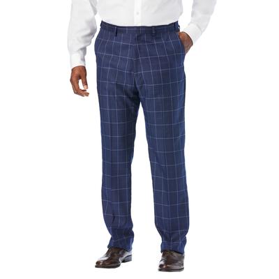 Men's Big & Tall Easy Movement Plain-Front Expandable Dress Pants by KS Signature in Navy Check (Size 48 40)