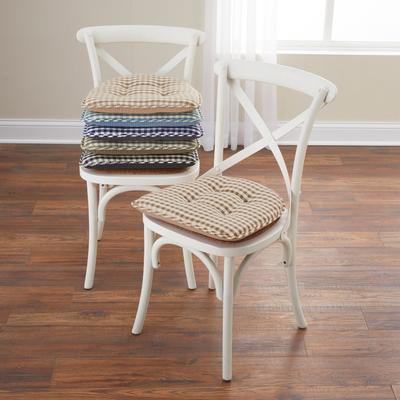 Gingham Gripper® Chair Cushion by BrylaneHome in Natural