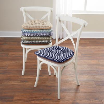 Gingham Gripper® Chair Cushion by BrylaneHome in Navy