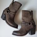 Free People Shoes | New Independent Boho Biker Boots Brown Genuine Leather Harness Size 7 | Color: Brown | Size: 7