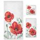ALAZA Bath Towels Set of 3, Microfibre Towel Bathroom Linen Blooming Red Poppies Towels Set Gift with 1 Face Towel 1 Hand Towel 1 Bath Towel Sheet, Absorbent Bathroom Accessories