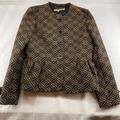 Burberry Jackets & Coats | Nwot Burberry Plaid Pattern Women Blazer Jacket Ruffles Sz10 Gold Brown | Color: Brown | Size: 10