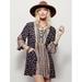 Free People Dresses | Free People Tunic Dress Rise Size S Black Red Tan Beige Lace Up Front | Color: Black | Size: S