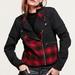 Free People Jackets & Coats | Free People Jacket Wool Plaid Pieced Moto Zipper Jacket | Color: Black/Red | Size: Xs