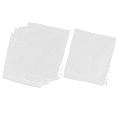 6 Pcs Reusable Drawstring Seal Soup Food Filter Mesh Bag 10 Inch x 9 Inch - White