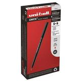 Uni-Ball Uniball Onyx Stick Roller Ball Pen Micro 0.5 Mm Red Ink Black Matte Barrel Dozen