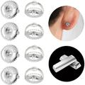 18K White Gold Screw Backs for Girl Earring Studs - Fit for 0.028 Threaded Post (4 Pairs)