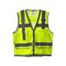 10-Pack of Cordova VS296L Type R Class II Heavy Duty Lime Mesh Surveyors Vest Snap Closure 2-Inch Silver Reflective Stripes Gray Nylon Woven Trim Outside Pockets Large Rear Pocket Large