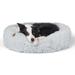 CAPHAUS 24/30 Inch Calming Donut Pet Bed for Small/Medium Cats and Dogs Anti-Slip Bottom Washable Anti-Anxiety Fluffy Round Cat Bed Indoor Shaggy Cuddler Cotton Candy Brown Light Gray Pink Bed