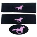 Designcovers A set(2 pcs) Cotton Black With Cute Pink Runing Horse Design Universal Car Safety Seat Belt Strap Cover Shoulder Pad / Cushion Fits any Car