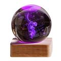 3D Galaxy Crystal Ball Lamp 2.3 Inch Crystal Ball Night Light with Wooden Baseï¼ŒUSB Powered 3D Laser Engraving Crystal Ball Night Lamp