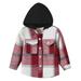 Toddler Boys Girls Shirt Coat Jacket Plaid Long Sleeve Kids Tops Hooded Outwear Coat Coats with No Hood Toddler Boy Jacket Winter Hooded Jacket Boys 2t Lightweight Puffy Coat Winter Jacket 5t Coats