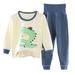 Baby Girl Summer Outfit Baby Ups Outfit Toddler Girls Boys Baby Soft Pajamas Toddler Cartoon Prints Hight Waist Long Sleeve Kid Sleepwear Sets Long Crop