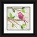 Prahl Courtney 20x20 Black Ornate Wood Framed with Double Matting Museum Art Print Titled - Birds in Spring IV Square