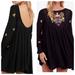 Free People Dresses | Free People Mohave Boho Embroidered Long Sleeve Flowy Black Mini Dress Small | Color: Black/Orange | Size: S