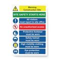 RDLCAR Multi Hazard Site Safety Warning Sign - Notice Board for Safety for Wall, Outdoor Use, Building Construction Sites Under Health and Safety Regulations, Corrugated PVC, 600mm x 800mm, Qty 1