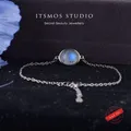 ITSMOS-Bracelet à breloques en pierre de lune en argent regardé S925 pierre naturelle bleue claire