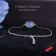 ITSMOS-Bracelet à breloques en pierre de lune en argent regardé S925 pierre naturelle bleue claire