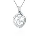 CLUCI-Pendentif perle en argent regardé 925 breloques coeur d'amour cadeau pour mère et enfant