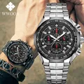 WWOOR-Montre-bracelet à quartz en acier pour homme marque supérieure luxe noir sport