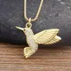 Collier en cristal brillant en forme d'oiseau animal pour femme pendentif plaqué or bijoux design