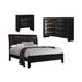 CDecor Home Furnishings Transylvania Black 3-Piece Bedroom Set w/ Dresser Upholstered, in Black/Brown | 51.75 H x 64.25 W x 88.25 D in | Wayfair