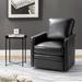 Terrance Transitional Swivel Faux Leather Barrel Accent Chair with Metal Base