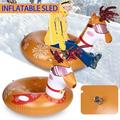 Herrnalise Reindeer Snow Tube Inflatable Snow Sled with Handles and Repair Paster Heavy Duty Snow Tube for Outdoor Sledding Winter Snow Tube for Kids and Adults Make of Double-Layers Bottom