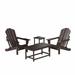 WestinTrends Malibu 4-Pieces Outdoor Patio Furniture Set All Weather Outdoor Seating Plastic Adirondack Chair Set of 2 with Coffee Table and Side Table Dark Brown