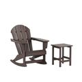 WestinTrends Malibu 2 Piece Outdoor Rocking Chair Set All Weather Poly Lumber Porch Patio Adirondack Rocking Chair with Side Table Dark Brown
