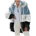 Winter Coats for Women Warm Lightweight Fleece Plush Zipper Hooded Jacket Comfy Fuzzy Casual Plus Size Outerwear