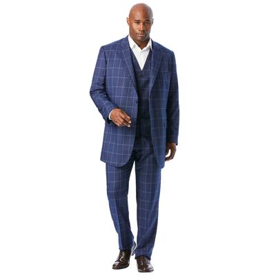 Men's Big & Tall KS Signature Easy Movement® Two-Button Jacket by KS Signature in Navy Check (Size 52)