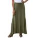 Plus Size Women's Everyday Stretch Knit Maxi Skirt by Jessica London in Dark Olive Green (Size 22/24) Soft & Lightweight Long Length