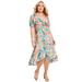 Plus Size Women's Printed Midi Dress by June+Vie in Multi Watercolor Marble (Size 22/24)