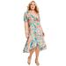 Plus Size Women's Printed Midi Dress by June+Vie in Multi Watercolor Marble (Size 26/28)